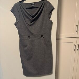 Spense Gray Cowl‎ Neck Cap Sleeve Sheath Dress Career Professional Sz 12